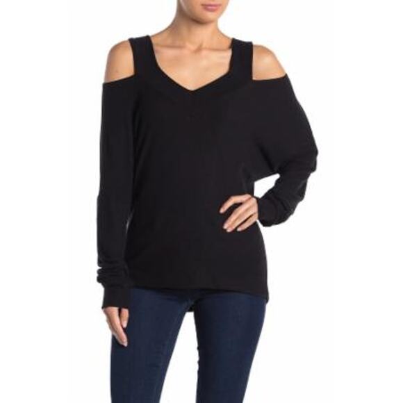 Black Off Shoulder Sweater SMALL Tunic Dolman Nordstrom Go Couture $148 NEW - Picture 1 of 6